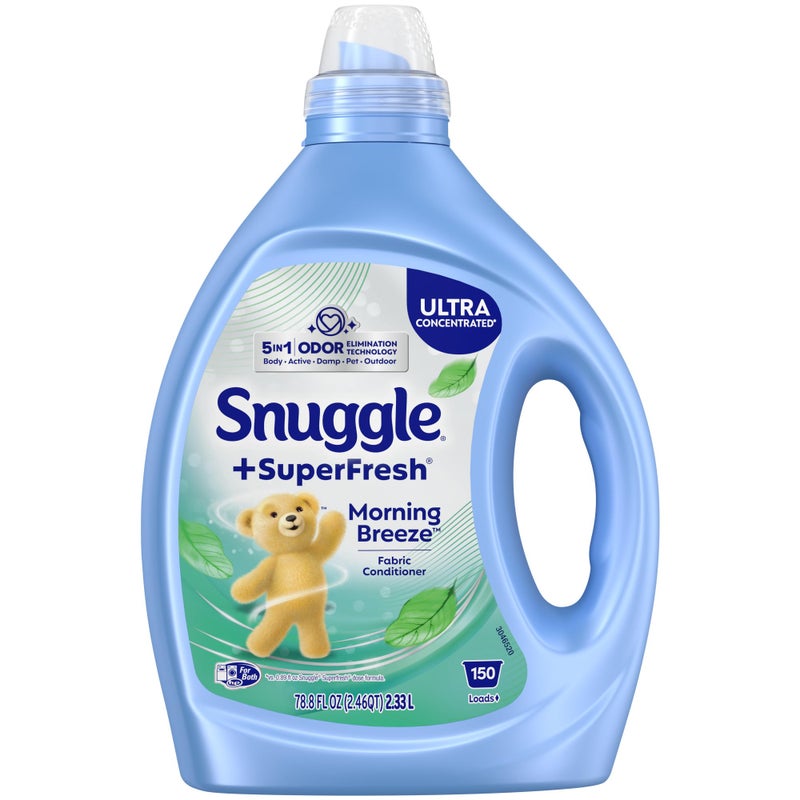 Snuggle SuperFresh Fabric Softener Liquid, Ultra Concentrated, 78.8 Oz, 150 Medium Loads, Morning Breeze Fabric Conditioner, Lasting Scent, Fights Stubborn Odors, Softens, Reduces Static & Wrinkles - Image 1